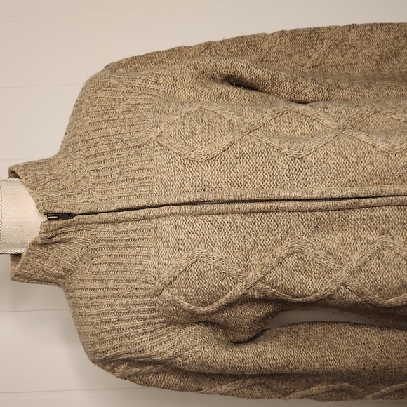 100% wool chunky oatmeal English country fishermen's cableknit cardigan sweater - Picture 2 of 12